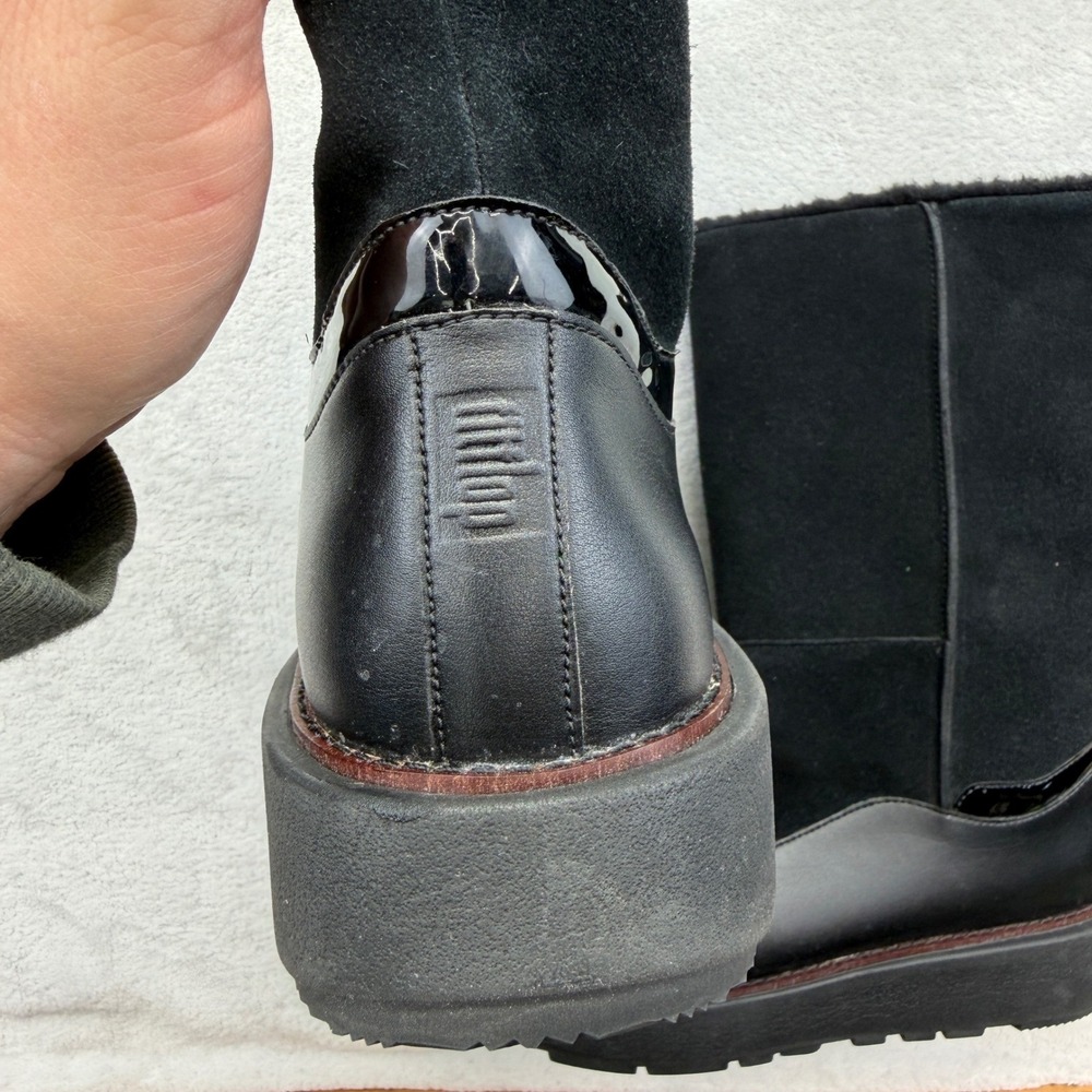 Fitflop Black Leather Suede Fur Lined Winter Boots Women US 10 - Picture 7 of 7